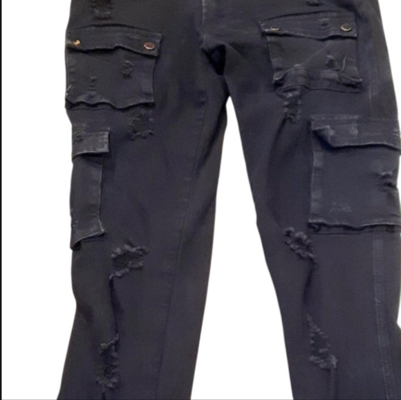 Rockstar Original Jeans Mens Size 38x34 RSM 205 Flare Denim Black Distressed - Picture 2 of 9